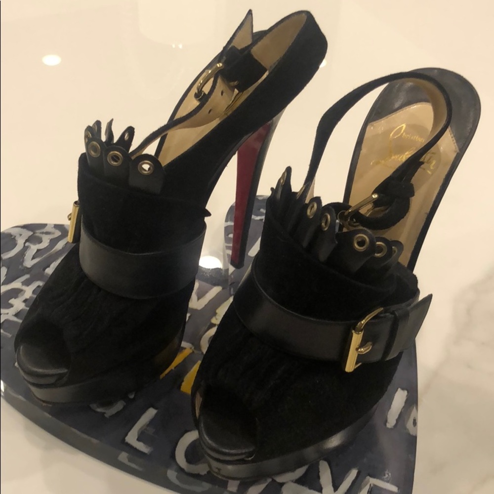 Louboutin black suede 5 1/2 inch heel